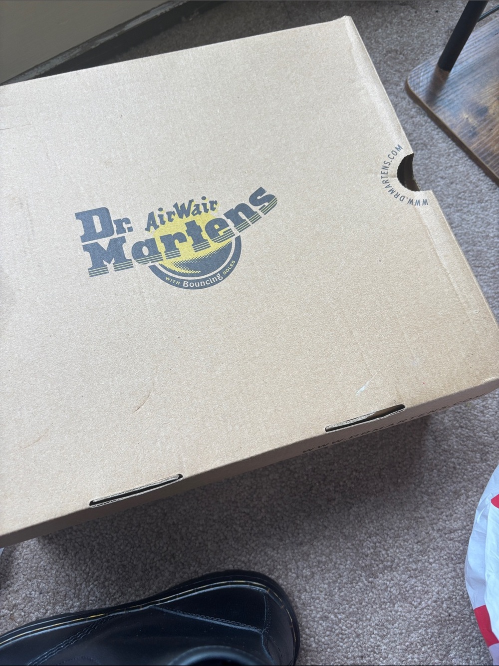 Dr. Martens Black Leather Shoe with Branded Cardboard Box